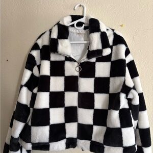 Black and White Checkered Women's Jacket